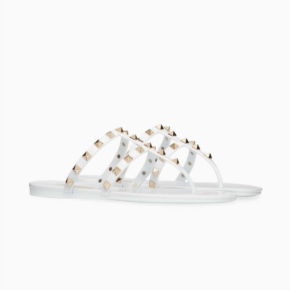Valentino Garavani Rockstud Bow Detailed Thong Sandals WHITE Size 38